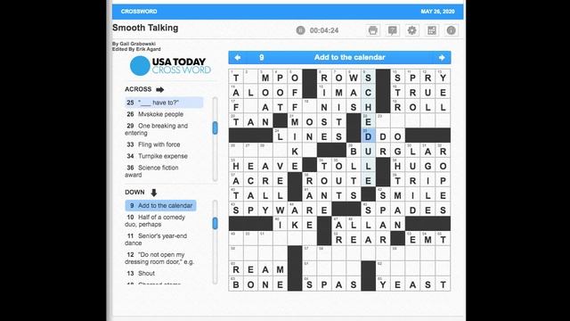 S02E147 USA Today Crossword "Smooth Talking" May 26, 2020 смотреть онлайн