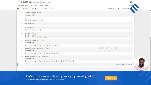 Learn List in Python (Tamil) Part-3 Nested List | Python For Beginners | Bluekode Academy | #06