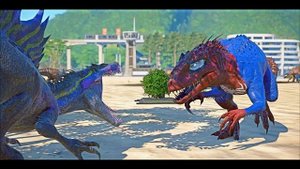 Spider-man I-REX vs T-REX, King Shark, Inspinedoraptor Dinosaurs Fight ? JURASSIC WORLD EVOLUTION