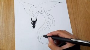 How to draw a tribal dragon || Dragon tattoo drawing