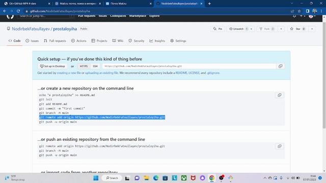 4 dars GitHub account ochish, Loyihani GitHub ga qo'yish смотреть онлайн