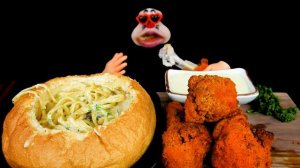 ASMR MUKBANG :) Pane Cream Pasta & Spicy Cheese Chicken EATING SHOW!