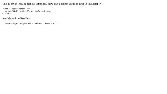 Sharepoint: assign href of anchor tag in javascript in display template