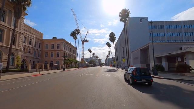 Wilshire Blvd. Hollywood to Santa Monica through Beverly Hills! Los Angeles Drive Tour Video. HD.