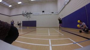 Dodgeball - Nick makes a block, dodge, and catch all at once