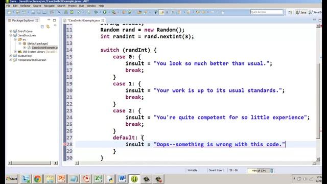 Java Case Switch Structure смотреть онлайн