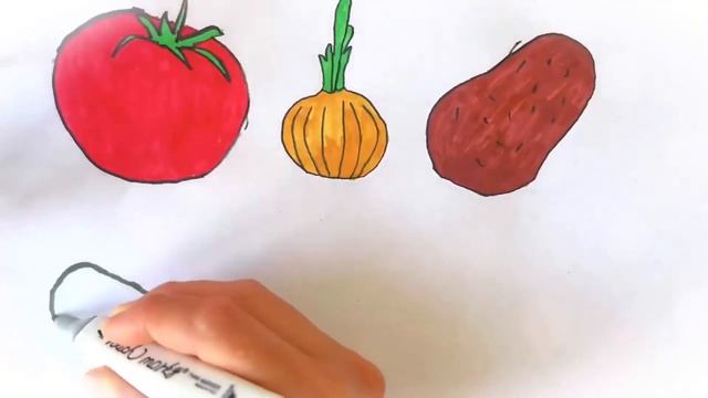 Учим овощи.Учим рисовать и раскрашивать. смотреть онлайн