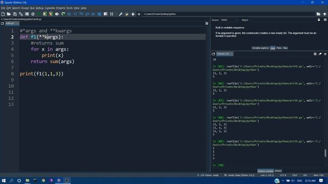 Arguments and Keyword arguments in python