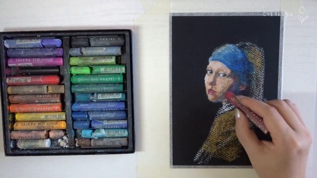 Масляная пастель "Девушка с жемчужной сережкой" | Soft oil pastels mungyo смотреть онлайн
