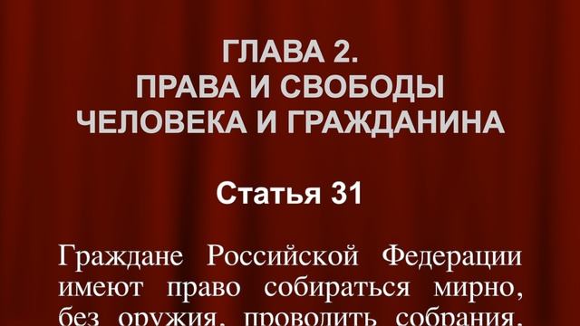 Право собираться мирно, проводить митинги и демонстрации СТАТЬЯ 31 Конституции