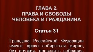 Право собираться мирно, проводить митинги и демонстрации СТАТЬЯ 31 Конституции