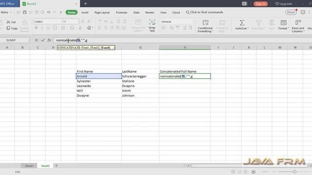 WPS Office Spreadsheet Tutorial - concatenate Function | WPS Office 2019