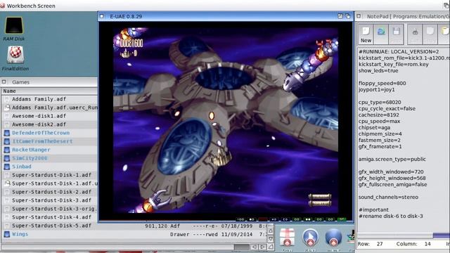 AmigaOne X1000 E-UAE JIT Super Stardust game смотреть онлайн