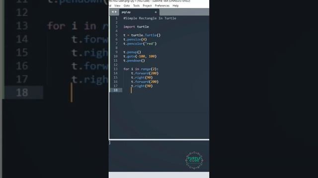 Learn Python Turtle: Drawing Rectangles made easy || @PurpleCode404  ||  #python #pythonprogramming