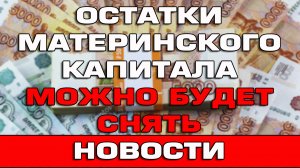 Остатки материнского капитала можно будет снять Новости