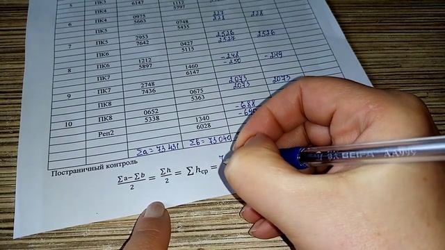 Нивелирование. Обработка журнала нивелирования