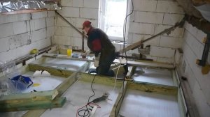 Баня из газобетона,  Перекрытие  в бане.