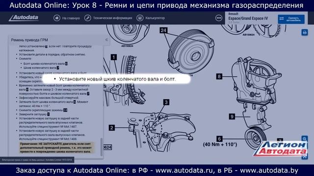 Autodata online обучение  - ремни и цепи привода механизма газораспределения. Урок 8