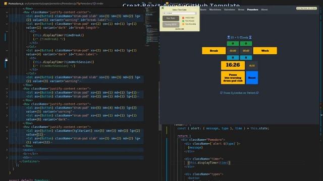 StopWatch Pomodoro For  FreeCodeCamp.com Creat-React-App 4: GitHub Template Https://github.com/Turt