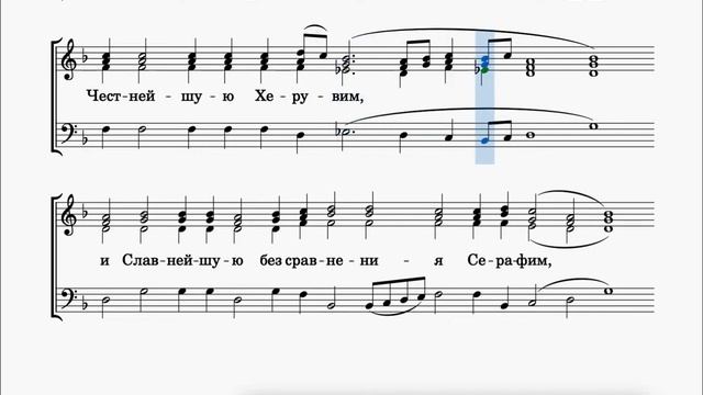 Достойно есть Ранний партес (без пения) бас