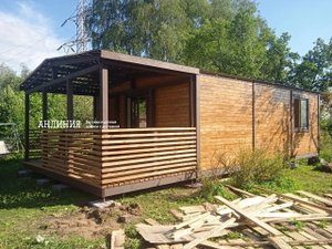 Дачный дом с террасой 5,0 х 7,2 м (3 модуля) "Орех". Установка в Смоленской области - АН-Линия