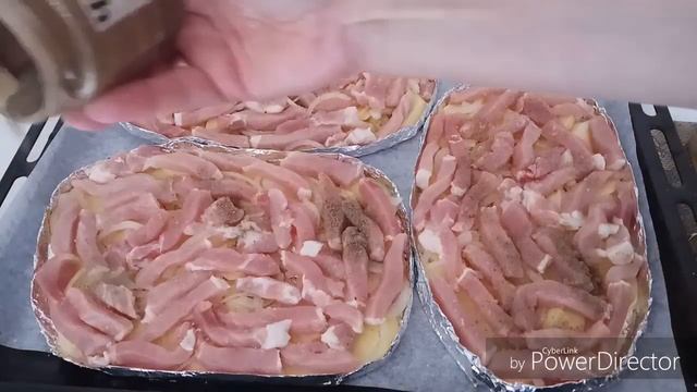 Картошка с мясом в духовке ( порционно ) в формочках из фольги!