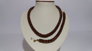 Бисероплетение.   Украшение. Комплект. Ожерелье , браслет из бисера и бусин. Пошаговый МК .