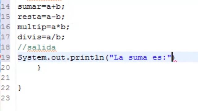 Operaciones aritmeticas en Java Eclipse