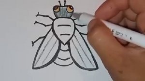 Как нарисовать муху для детей/How to draw a fly for kids/Cara menggambar lalat untik anak-anak