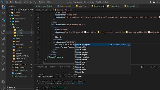 Build Full Stack Login Page React, FastAPI, Postgresql, Tailwindcss  Full Version