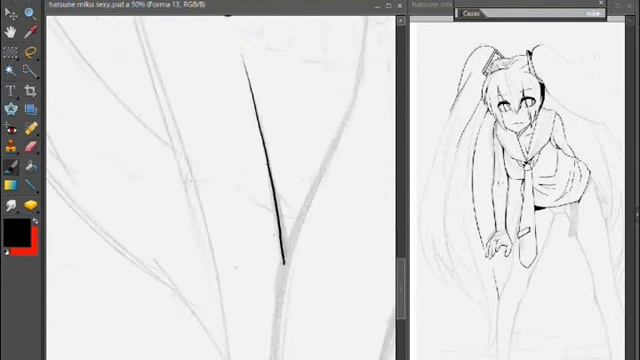 Hatsune Miku_Speed Paint_Line Art_Adobe Photoshop Elements 6.0_ смотреть онлайн