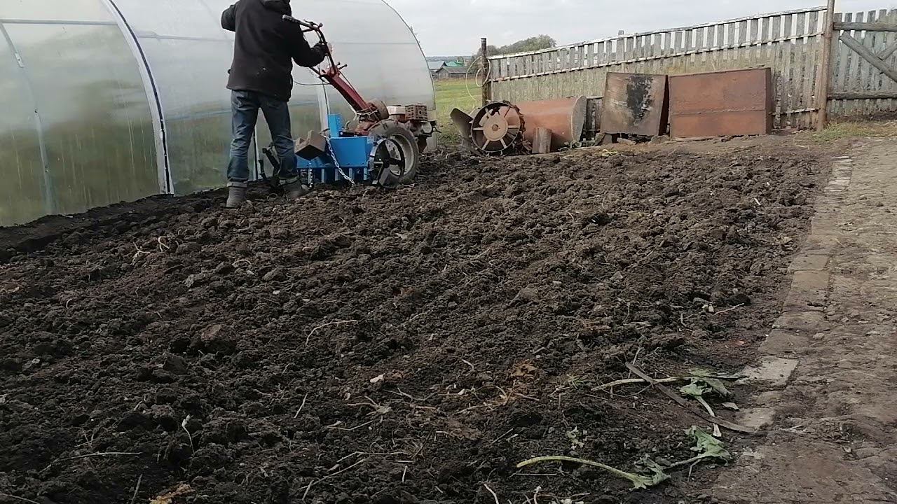 Испытание Сеялки "Пахарь" с мотоблоком Агро.