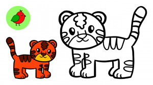 Как нарисовать тигра и тигренка для детей / Простые рисунки и раскраски малышам