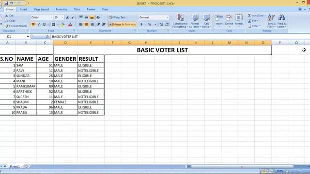 Microsoft office Excel -2007 Basic Voter List Class -2 смотреть онлайн