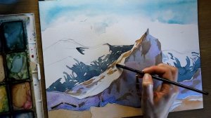 Уроки рисования. Пишем акварелью горы