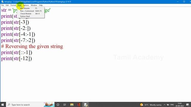 Learn Python - Part 5  | Strings in Python Tamil | தமிழ் அகாடமி