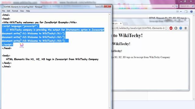 Javascript HTML Elements In Script Tag | javascript | Elements | Script Tag | Wikitechy.com