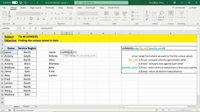 Excel #6 Finding unique values from data смотреть онлайн
