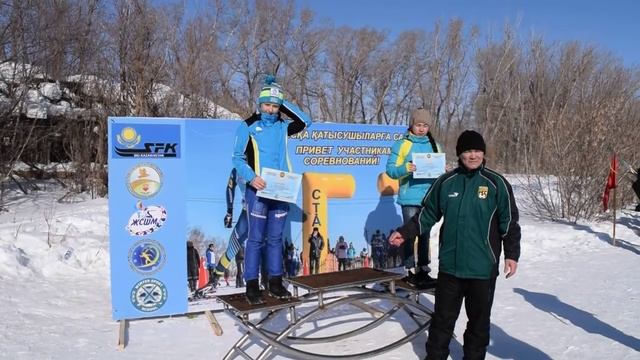 Награждение девчат. Лыжные соревнования среди школ Костаная. смотреть онлайн