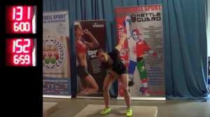 Ксения Дедюхина - рывок гири 20 кг 222 подъема за 10 минут