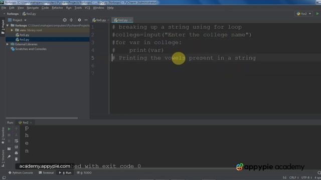 Using for loop on strings - Lesson 55