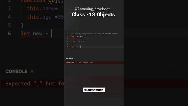 Class -13 | Create Objects Using Constructor Function #constructor #function #javascript