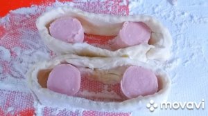 "Ромашки" из слоёного теста.Приготовят даже дети:сосиски и тесто.