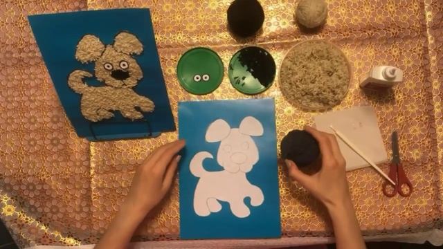 Аппликация в технике ниткографии «Собака» смотреть онлайн