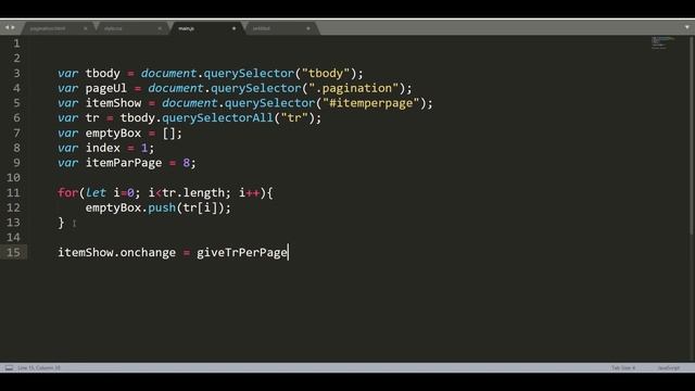 Dynamic pagination using vanilla JavaScript like backend paginations. File link in description