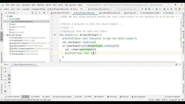 ASCII value of a character in kotlin #ASCII #kotlin