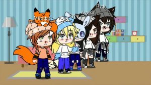 гача лайф(гача клуб) Райм,Градус,Мёрфи,Пуф,Амика.Руня,Юня."а почему языки зелёные"