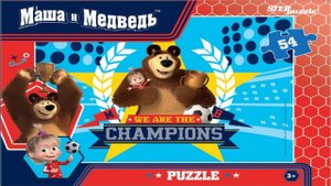 Пазл Маша и Медведь, Медведь и Маша - чемпионы - собираем пазлы для детей | Polinka-Vitaminka