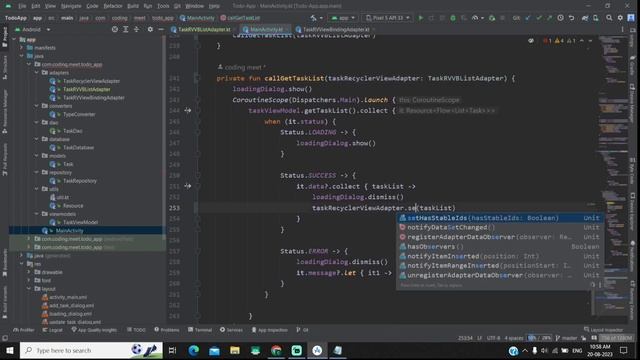 TODO/Note App - 8 | MVVM | Room DB | List Adapter | DiffUtil | Recycler View Android Studio Kotlin