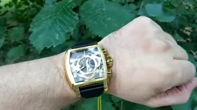 Часы мужские Invicta S1 Rally цвет золото-чёрный. Диаметр 48мм. Кожаный ремешок в квадрат. цена 250